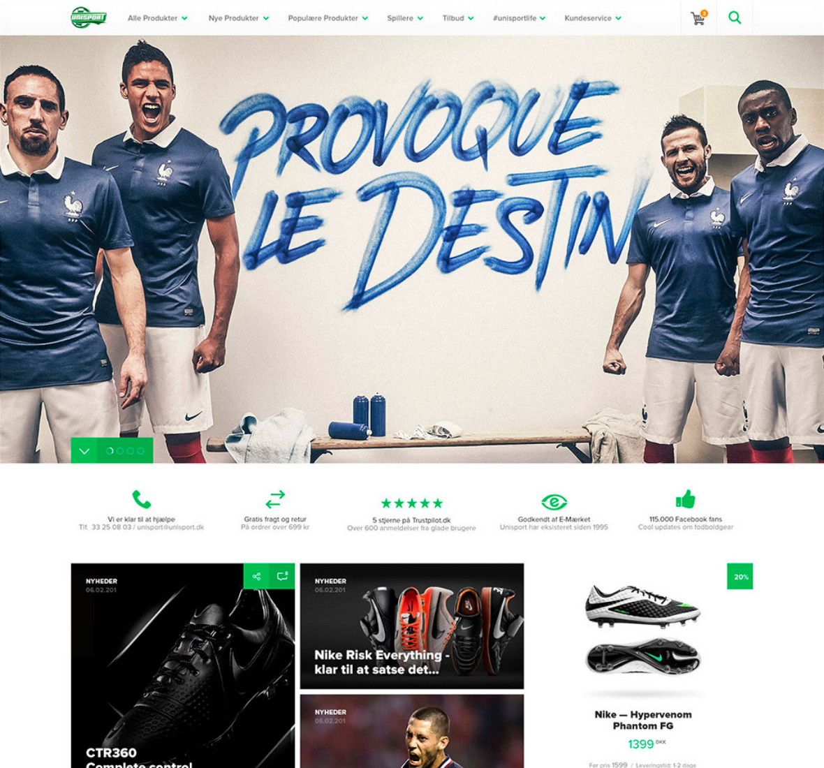 platform screenshot of unisport redesign